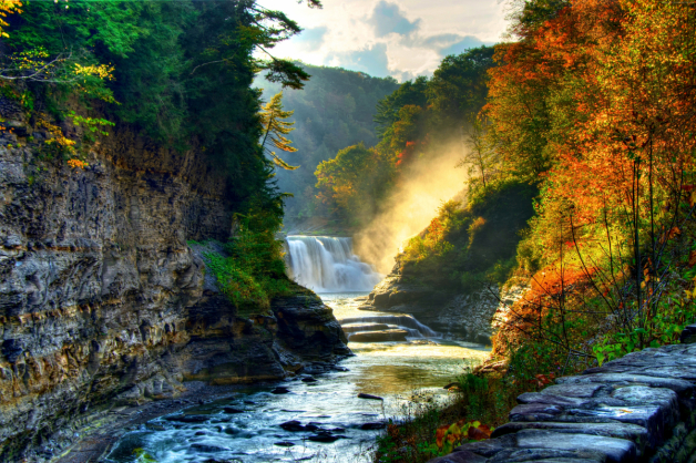 Autumn Waterfalls Rivers