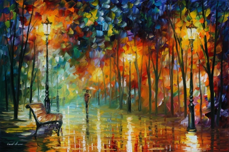 Leonid Afremov paintings wallpapers & wall murals Stroll in the FogArt. No: 10000013827