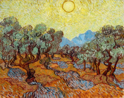 Olive Trees With Yellow Sky And Sun, 1889