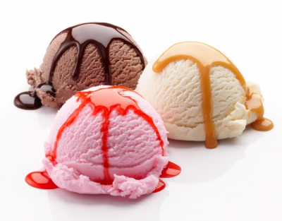 Three Multicolored Ice Cream Balls