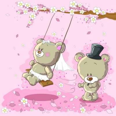 Nursury Kids Art & Photo Prints Decor Bear Bride On The Swing Art. No: 10000015327