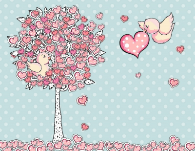 Nursury Kids Art & Photo Prints Decor Tree Of Hearts Birds Art. No: 10000015328