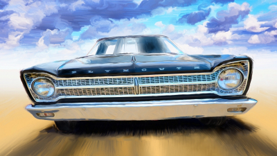 Cars Art & Photo Prints for Boys Blue Plymouth On The Road Art. No: 10000008373