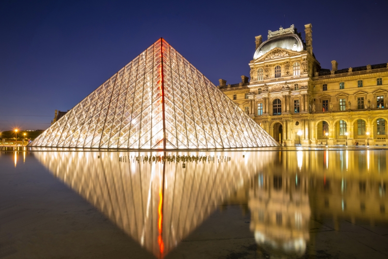 Cities And Countries wall murals & wallpaper France Houses Louvre museum Paris Pyramid Night Art. No: 10000007793