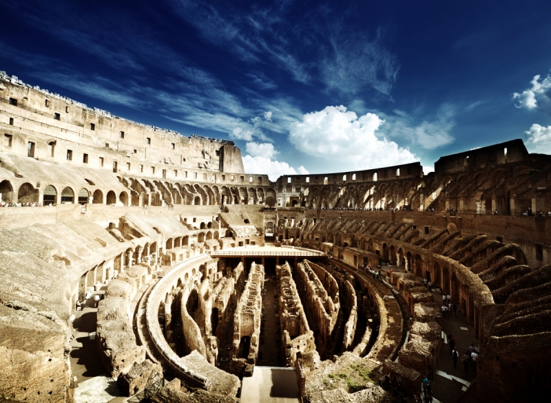 Architectural wall murals & wallpaper  Colosseum view Inside Dark blue Sky Art. No: 10000004255
