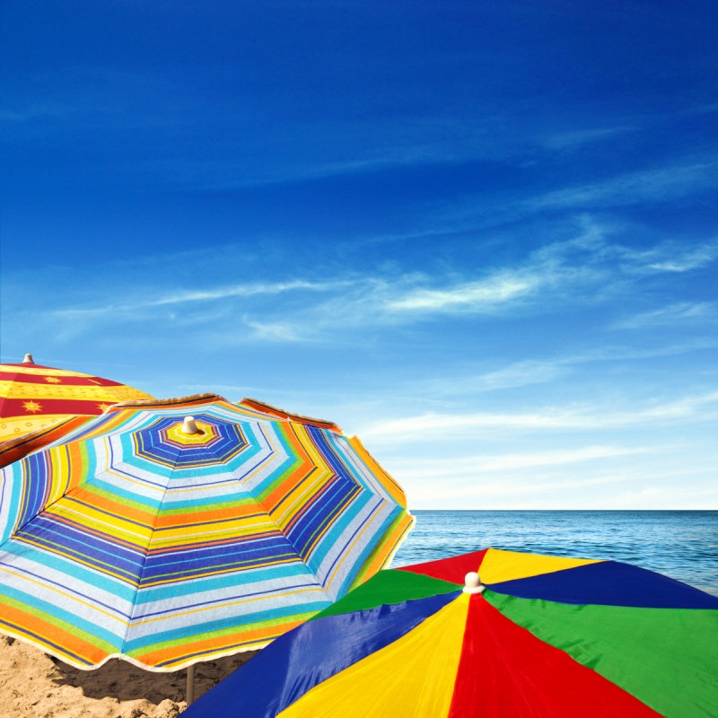 Beach & Sea Landscapes wall murals & wallpaper Multicolored Umbrellas On The Beach Art. No: 10000008161