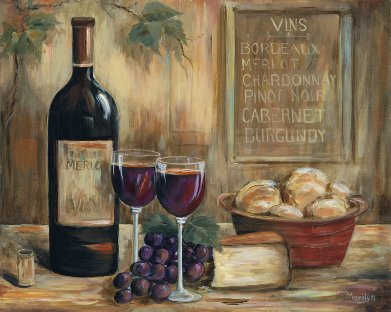 Marlyn Dunlap paintings wall murals & wallpaper Bottle of wine painting - Marlyn Dunlap Art. No: 10000003580