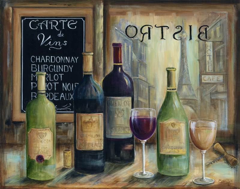 Marlyn Dunlap paintings wall murals & wallpaper Paris Wine Tasting - Marlyn Dunlap Art. No: 10000003587