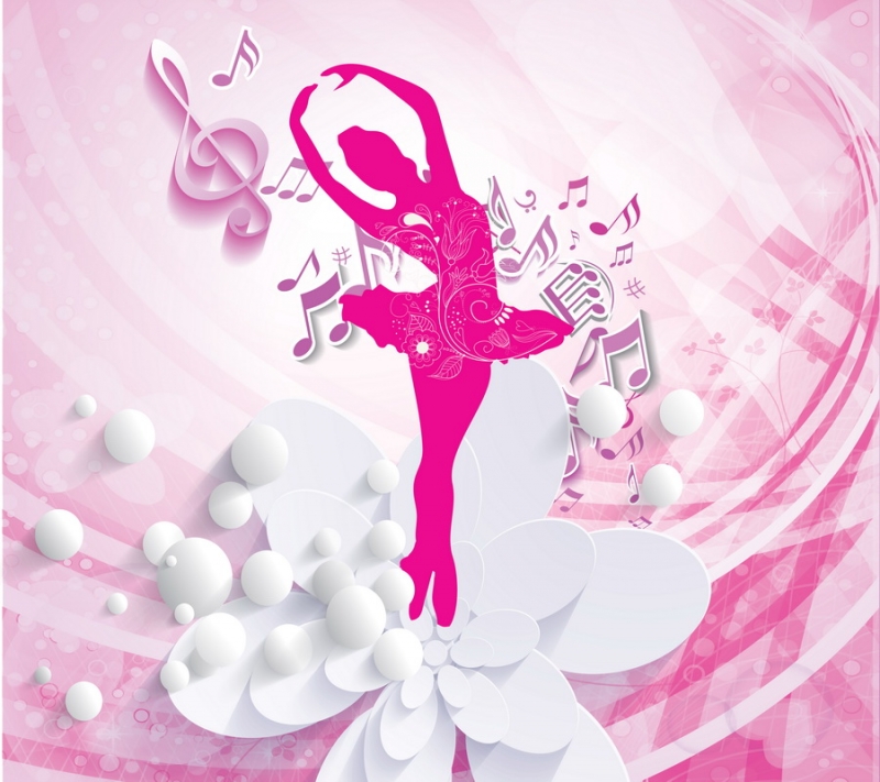 Ballerina And Musical Notes 3D