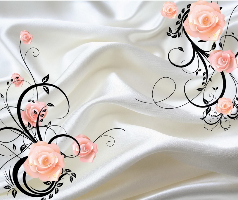 3D wall murals & wallpaper Pattern From Rose On White Atlas 3D Art. No: 10000014033