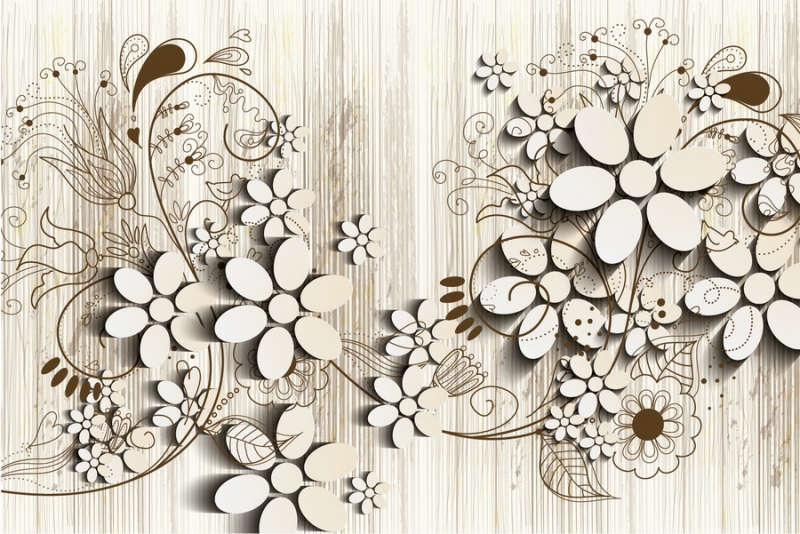 3D wall murals & wallpaper Flower Pattern On Striped Surface 3D Art. No: 10000014048