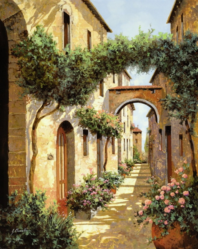 Guido Borelli paintings wall murals & wallpaper Passage Under The Arch By Guido Borelli Art. No: 10000004187