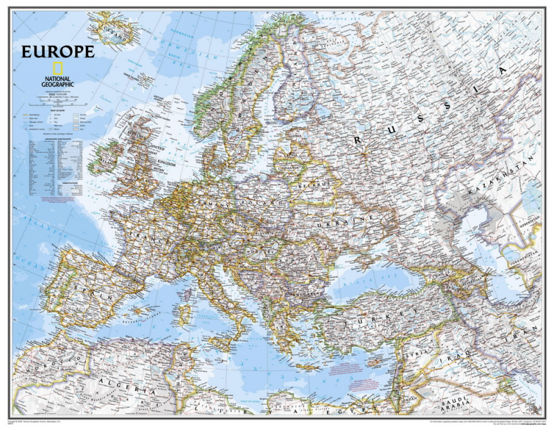 Maps and atlases Wall Murals & Wallpapers Europe National Geographic, Art. No:772676885299