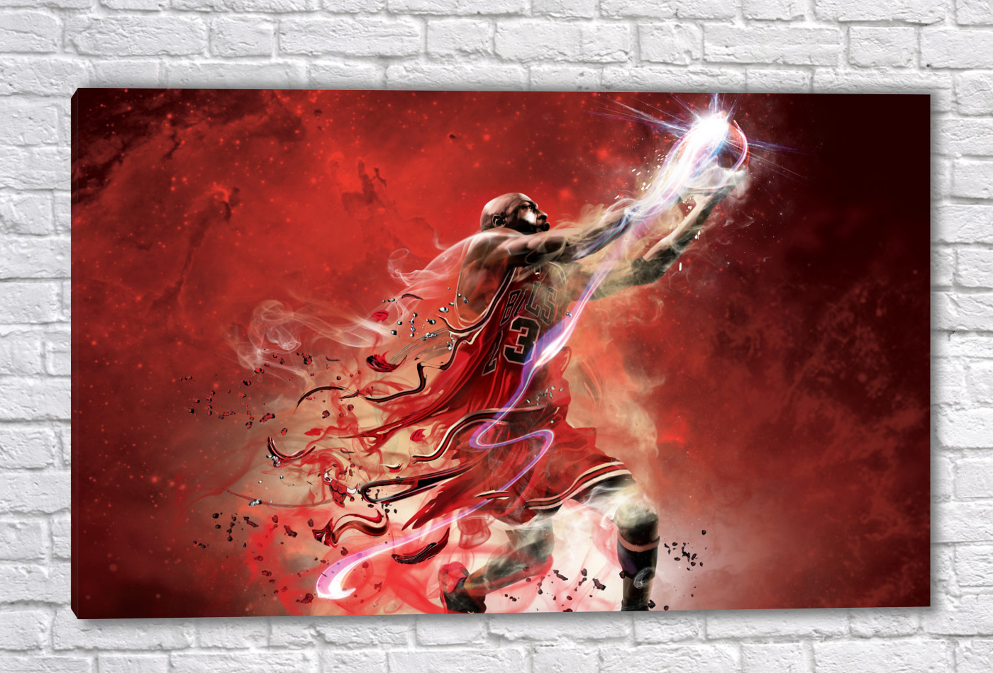 Sport Art & Photo Prints Decor Basketball player In Red Smoke Art. No: 10000014607